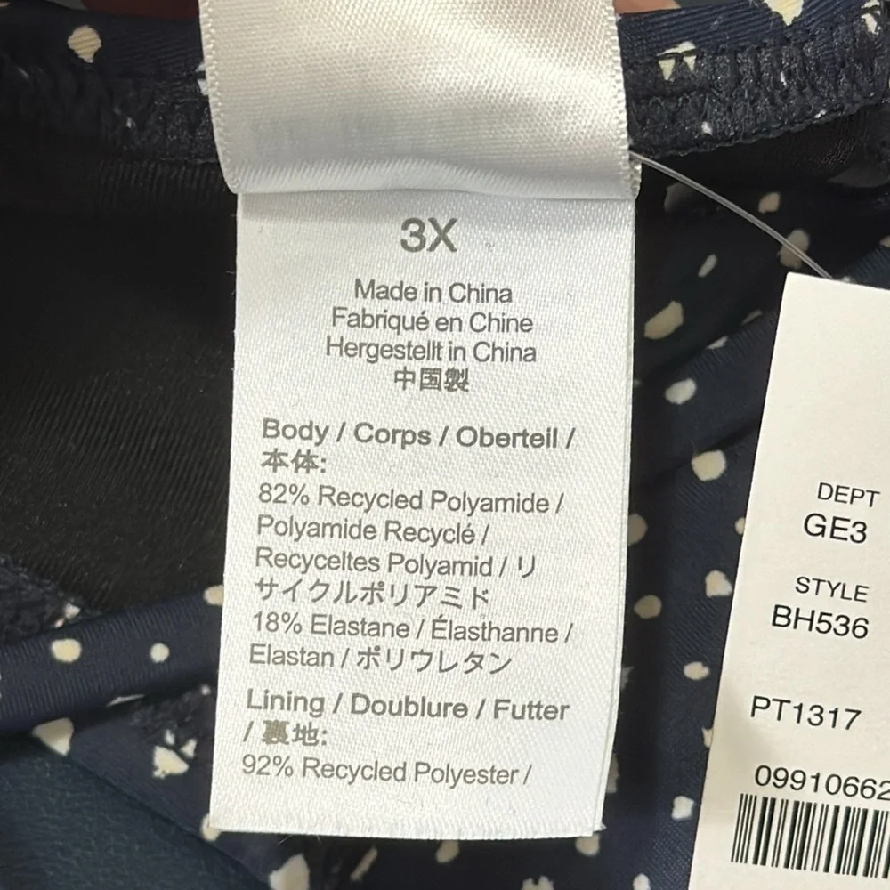 J. Crew Strappy Twist Bikini Top‎ Women's 3X Navy Dot New BH536